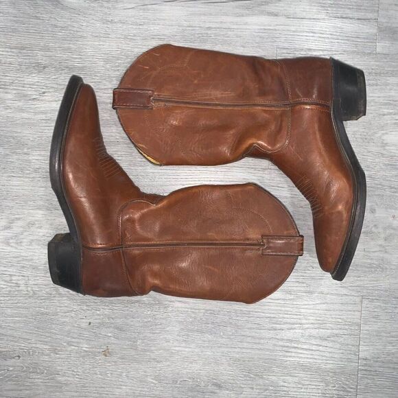 Justin 1108 Brown Men’s 9 D Leather Western Cowboy Boots Made In USA Comfort - Picture 7 of 13